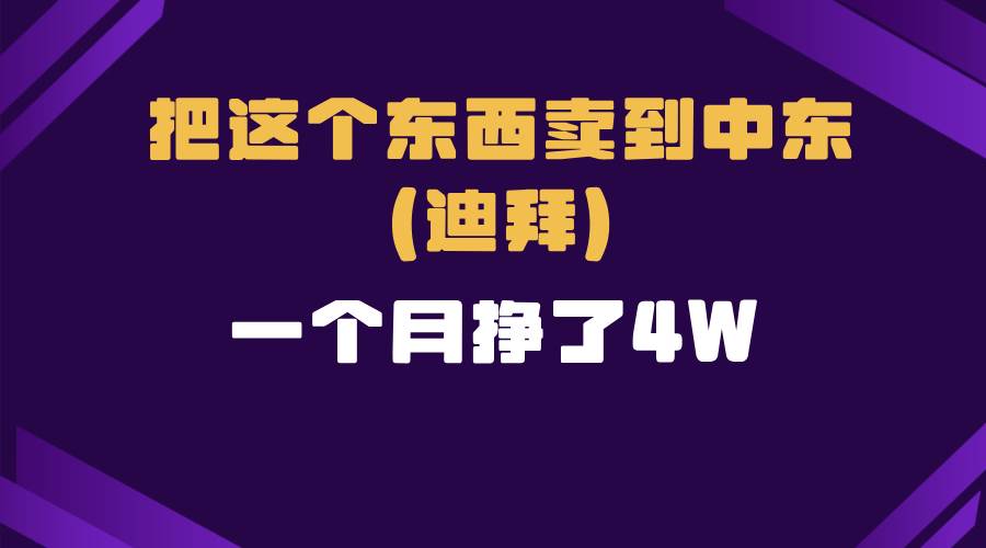 （13740期）跨境电商一个人在家把货卖到迪拜，暴力项目拆解-玩备项目资源网