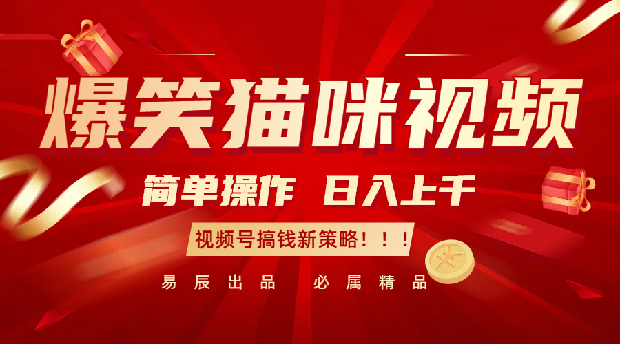爆笑猫咪视频：简单操作，日入过千，视频号搞钱新策略！-玩备项目资源网