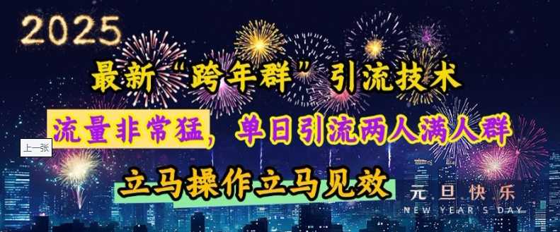 最新“跨年群”引流，流量非常猛，单日引流两人满人群，立马操作立马见效【揭秘】-玩备项目资源网