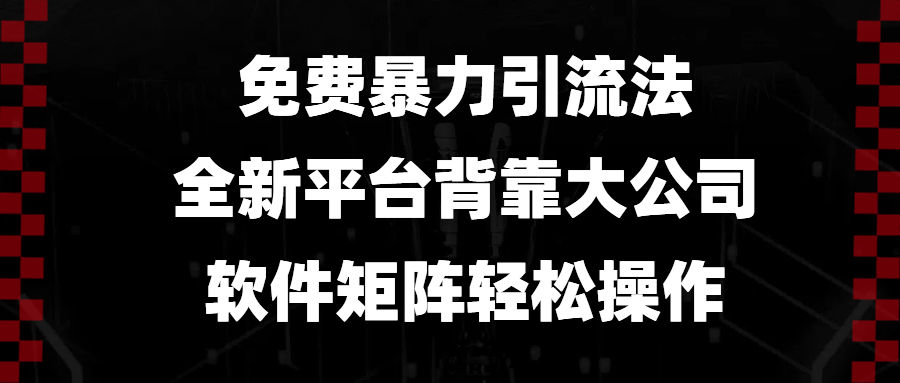 （13745期）免费暴力引流法，全新平台，背靠大公司，软件矩阵轻松操作-玩备项目资源网