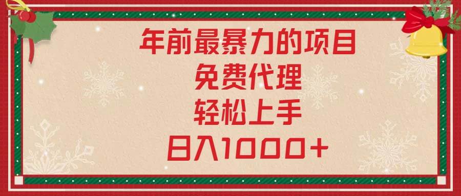 （13773期）年前最暴力的项目，免费代理，轻松上手，日入1000+-玩备项目资源网