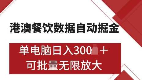 港澳数据全自动掘金，单电脑日入5张，可矩阵批量无限操作【揭秘】-玩备项目资源网