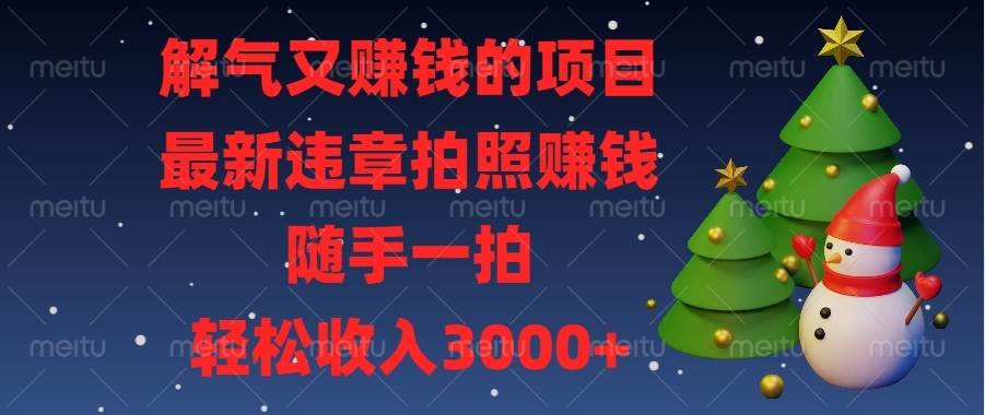 （13804期）解气又赚钱的项目，最新违章拍照赚钱，随手一拍，轻松收入3000+-玩备项目资源网