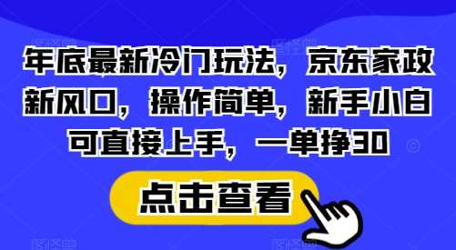 年底最新冷门玩法，京东家政新风口，操作简单，新手小白可直接上手，一单挣30【揭秘】-玩备项目资源网