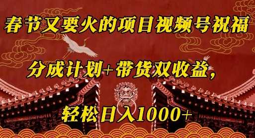 春节又要火的项目视频号祝福，分成计划+带货双收益，轻松日入几张【揭秘】-玩备项目资源网