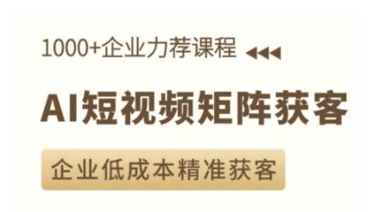 AI短视频矩阵获客实操课，企业低成本精准获客-玩备项目资源网