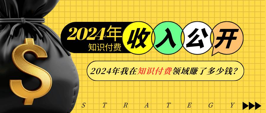 （13864期）2024年知识付费收入大公开！2024年我在知识付费领域賺了多少钱？-玩备项目资源网