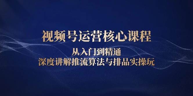视频号运营核心课程，从入门到精通，深度讲解推流算法与排品实操玩-玩备项目资源网