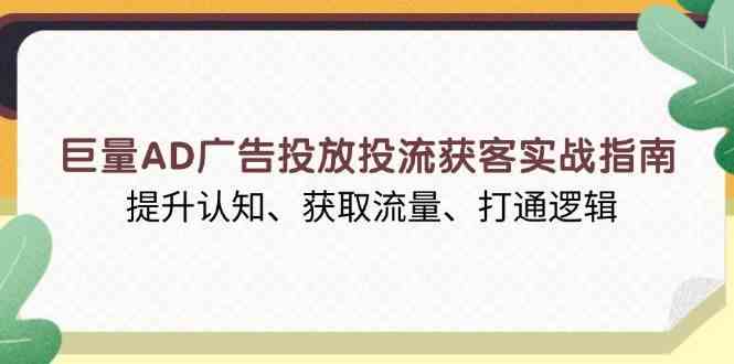 巨量AD广告投放投流获客实战指南，提升认知、获取流量、打通逻辑-玩备项目资源网