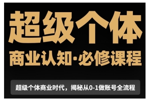 超级个体商业认知觉醒视频课，商业认知·必修课程揭秘从0-1账号全流程-玩备项目资源网