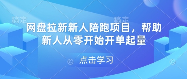 网盘拉新新人陪跑项目，帮助新人从零开始开单起量-玩备项目资源网