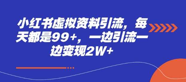 小红书虚拟资料引流，每天都是99+，一边引流一边变现2W+-玩备项目资源网