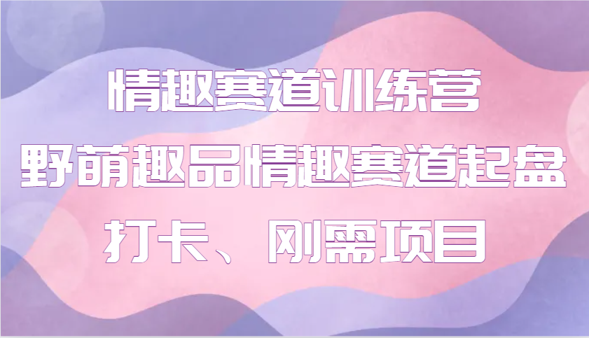 情趣赛道训练营 野萌趣品情趣赛道起盘打卡、刚需项目-玩备项目资源网