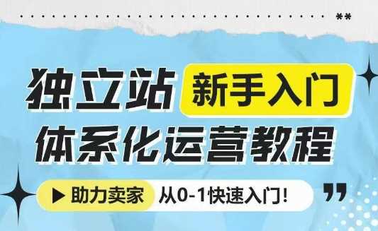 独立站新手入门体系化运营教程，助力独立站卖家从0-1快速入门!-玩备项目资源网