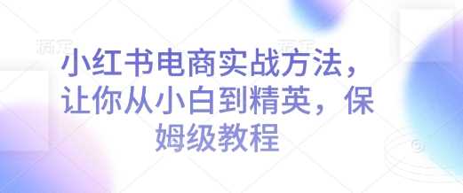 小红书电商实战方法，让你从小白到精英，保姆级教程-玩备项目资源网
