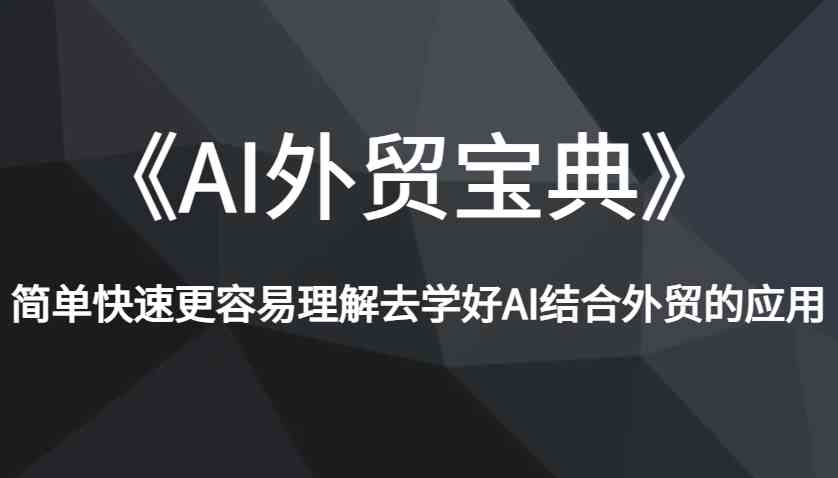 《AI外贸宝典》简单快速更容易理解去学好AI结合外贸的应用-玩备项目资源网