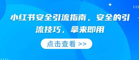 小红书安全引流指南，安全的引流技巧，拿来即用-玩备项目资源网