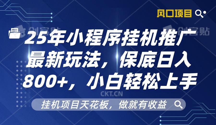 2025年小程序挂机推广最新玩法，保底日入800+，小白轻松上手-玩备项目资源网