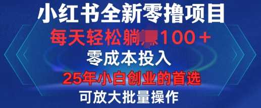 小红书全新纯零撸项目，只要有号就能玩，可放大批量操作，轻松日入100+【揭秘】-玩备项目资源网