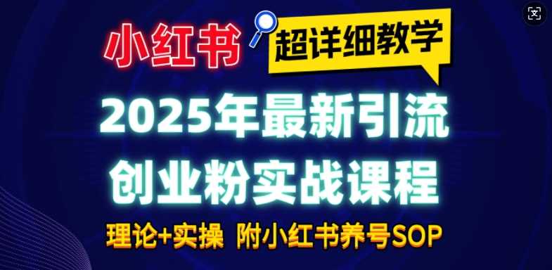2025年最新小红书引流创业粉实战课程【超详细教学】小白轻松上手，月入1W+，附小红书养号SOP-玩备项目资源网