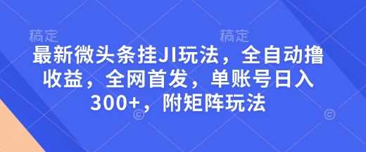 最新微头条挂JI玩法，全自动撸收益，全网首发，单账号日入300+，附矩阵玩法【揭秘】-玩备项目资源网