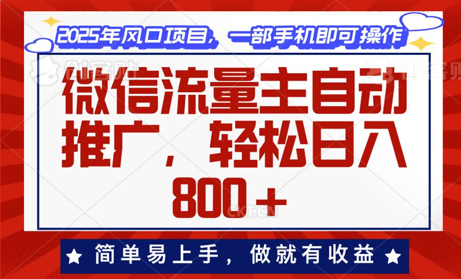 （13993期）微信流量主自动推广，轻松日入800+，简单易上手，做就有收益。-玩备项目资源网