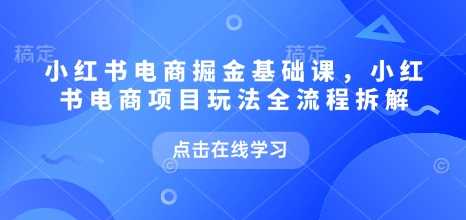 小红书电商掘金课，小红书电商项目玩法全流程拆解-玩备项目资源网