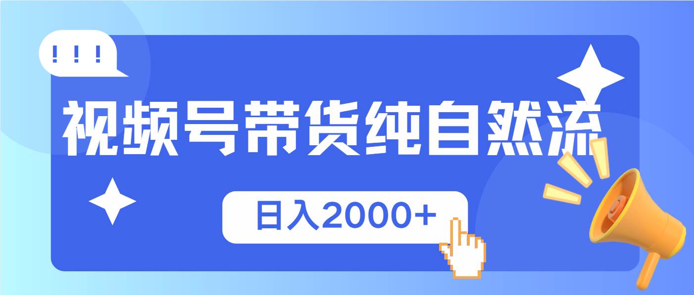 （13998期）视频号带货，纯自然流，起号简单，爆率高轻松日入2000+-玩备项目资源网