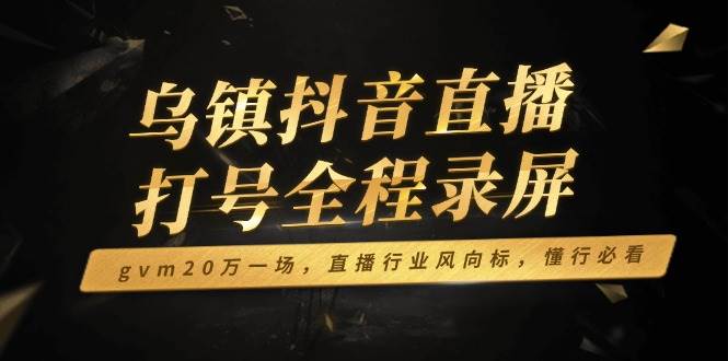（14014期）乌镇抖音直播打号全程录屏，gvm20万一场，直播行业风向标，懂行必看-玩备项目资源网