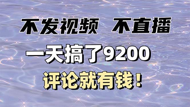 （14018期）不发作品不直播，评论就有钱，一条最高10块，一天搞了9200-玩备项目资源网