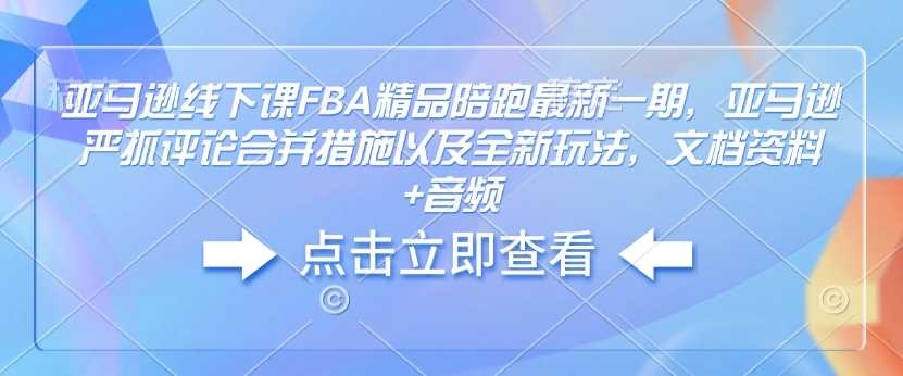 亚马逊线下课FBA精品陪跑最新一期，亚马逊严抓评论合并措施以及全新玩法，文档资料+音频-玩备项目资源网