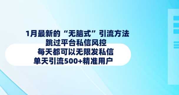 1月最新的无脑式引流方法，跳过平台私信风控，每天都可以无限发私信，单天引流500+精准用户-玩备项目资源网