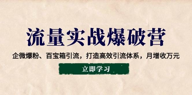 （14039期）流量实战爆破营：企微爆粉、百宝箱引流，打造高效引流体系，月增收万元-玩备项目资源网