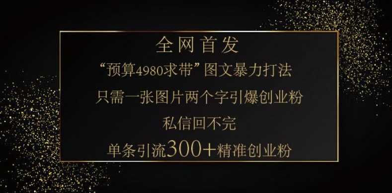 小红书神奇图片引流法，只需一张图，就能单条笔记凭借此方法，轻松引流 300 + 精准创业粉-玩备项目资源网
