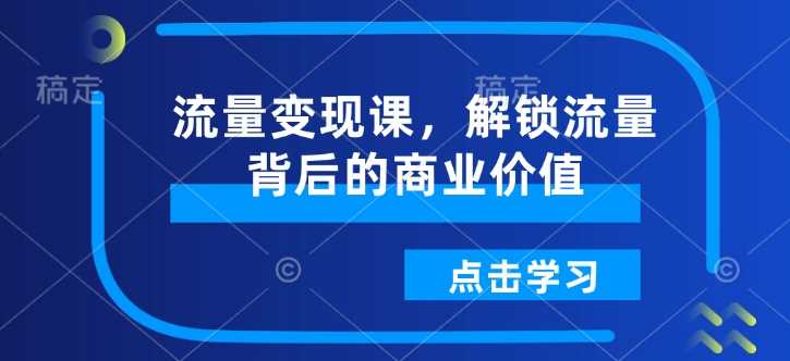 流量变现课，解锁流量背后的商业价值-玩备项目资源网