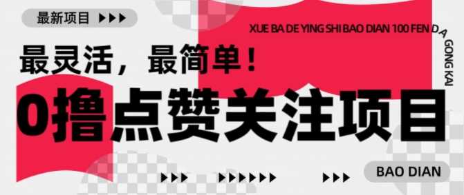 【0撸】最新点赞关注小项目，1毛起赚，1块起提-玩备项目资源网