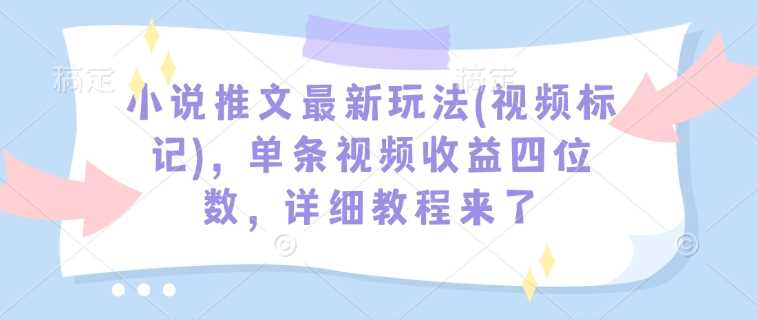 小说推文最新玩法(视频标记)，单条视频收益四位数，详细教程来了-玩备项目资源网