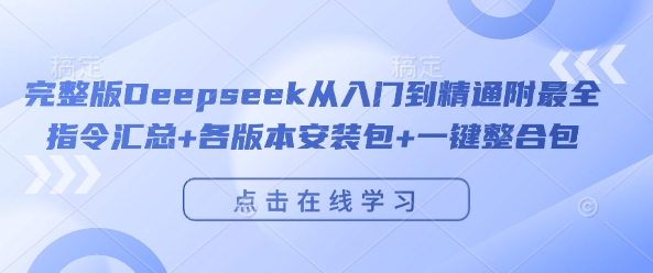 完整版Deepseek从入门到精通附最全指令汇总+各版本安装包+一键整合包-玩备项目资源网