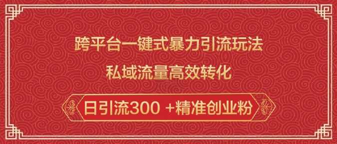 跨平台一键式暴力引流玩法，私域流量高效转化日引流300 +精准创业粉-玩备项目资源网