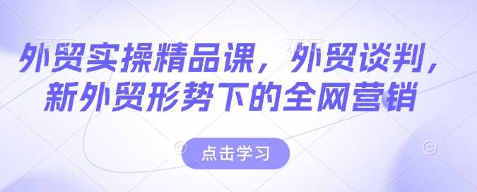 外贸实操精品课，外贸谈判，新外贸形势下的全网营销-玩备项目资源网