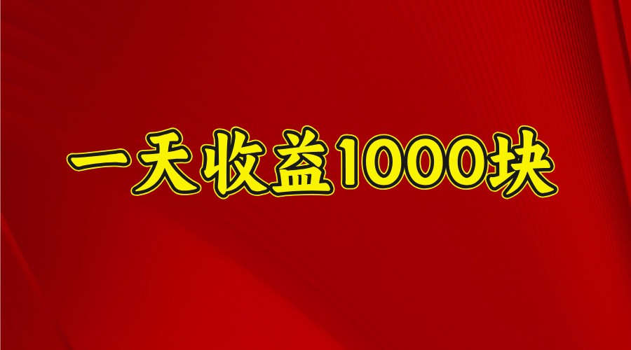 一天收益1000块，2025全网首发-玩备项目资源网