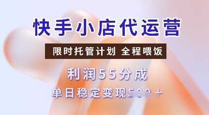 快手小店代运营，限时托管计划，收益55分，单日稳定变现多张【揭秘】-玩备项目资源网