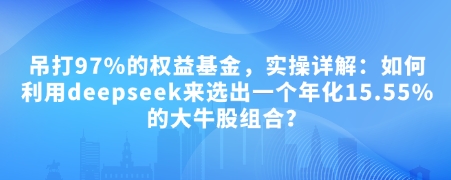 付费文章：吊打97%的权益基金，实操详解：如何利用deepseek来选出一个年化15.55%的大牛股组合?-玩备项目资源网
