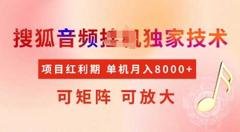 全网首发搜狐音频挂JI独家技术，项目红利期，可矩阵可放大，稳定月入8k【揭秘】-玩备项目资源网