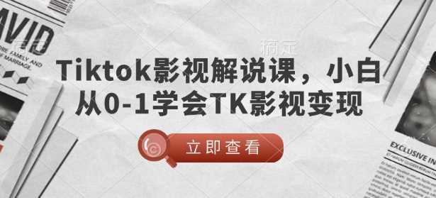 TikTok影视解说课，小白从0-1学会TK影视变现-玩备项目资源网