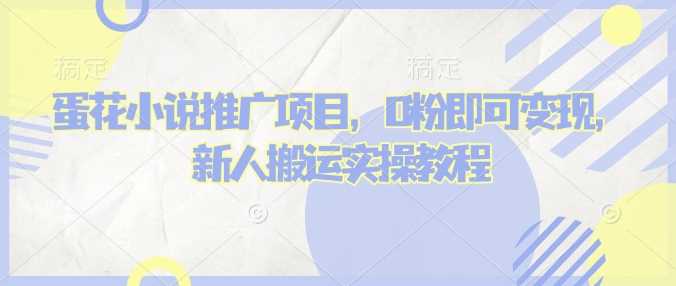 蛋花小说推文项目，0粉即可变现，新人搬运实操教程-玩备项目资源网
