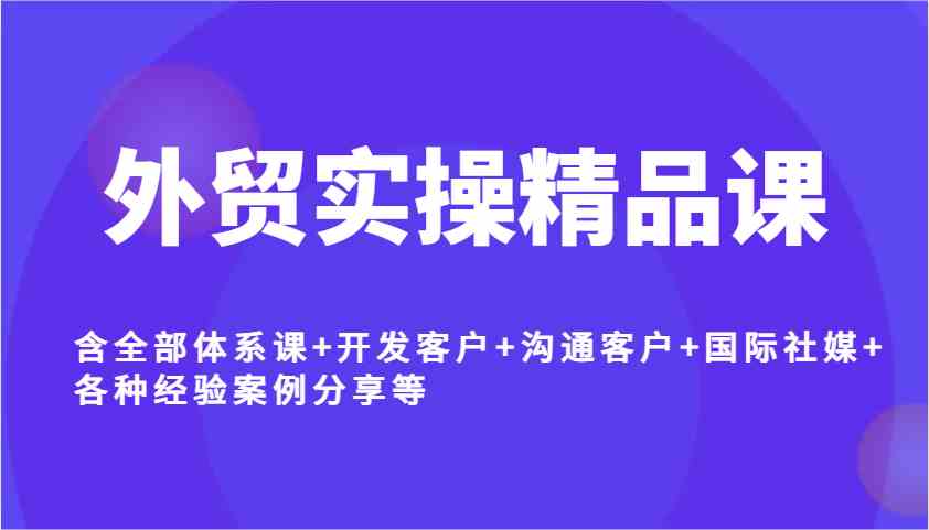 外贸实操精品课，含全部体系课+开发客户+沟通客户+国际社媒+各种经验案例分享等-玩备项目资源网