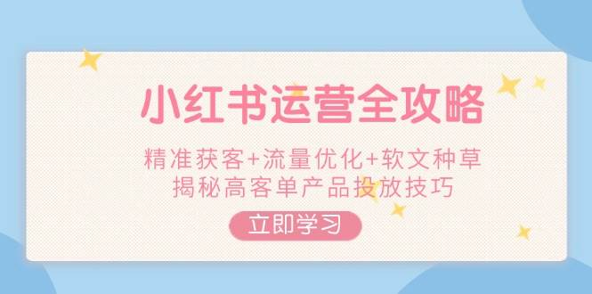 （14207期）小红书运营全攻略，精准获客+流量优化+软文种草，揭秘高客单产品投放技巧-玩备项目资源网