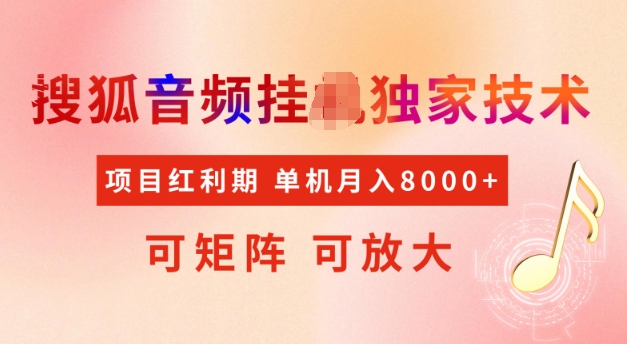 首发搜狐音频挂JI，项目红利期，可矩阵可放大，稳定月入5k【揭秘】-玩备项目资源网
