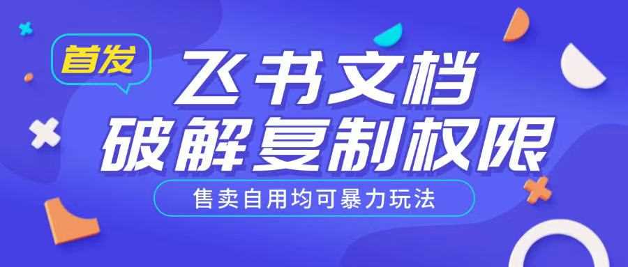 首发飞书文档破解复制权限，售卖自用均可暴力玩法-玩备项目资源网
